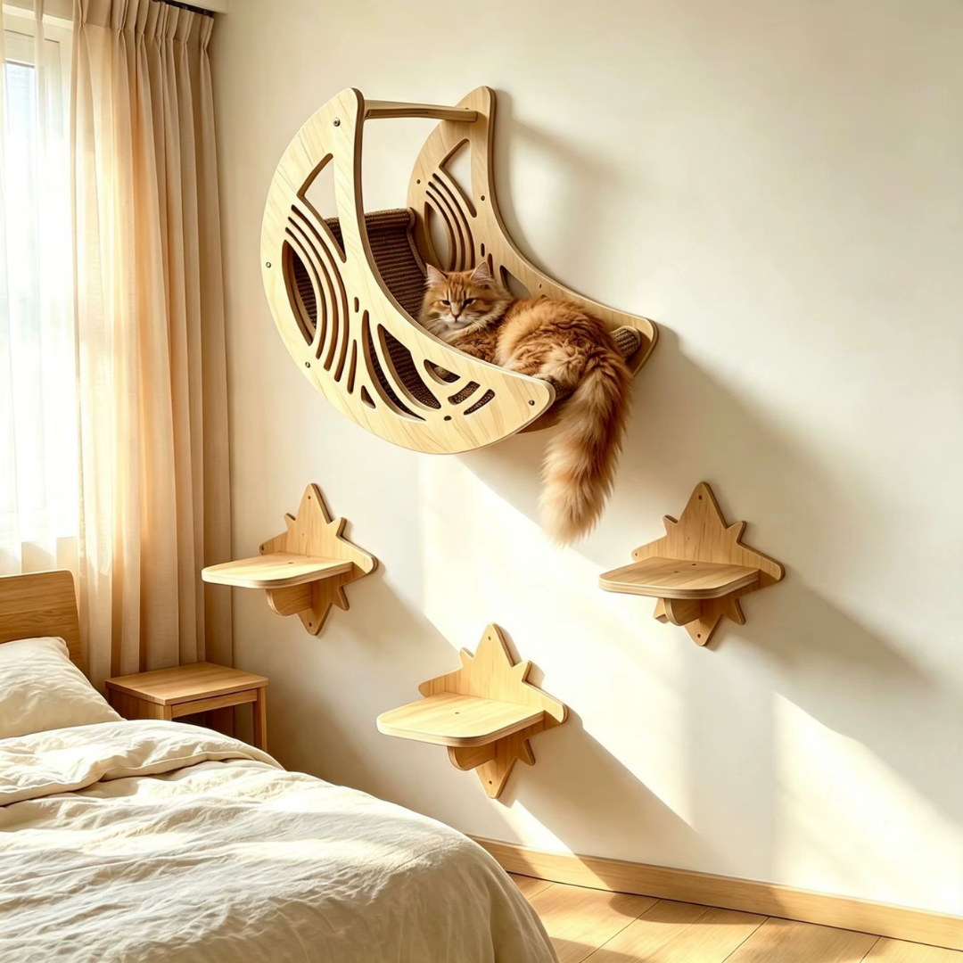 Cama Colgante para Gatos | Nido de Descanso de Madera
